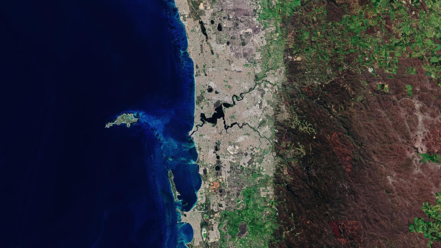 Satellite view of Perth and the Western Australian coastline where Benang operates