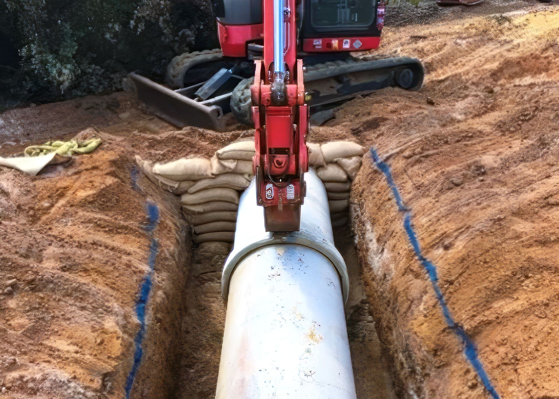 Works progressing at one of the culvert locations along Brand Highway