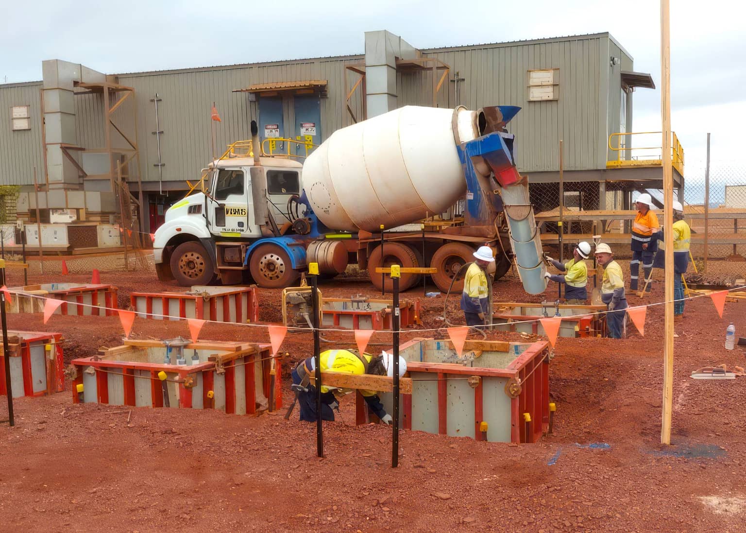 Concrete pour for equipment footings at the Cloudbreak site