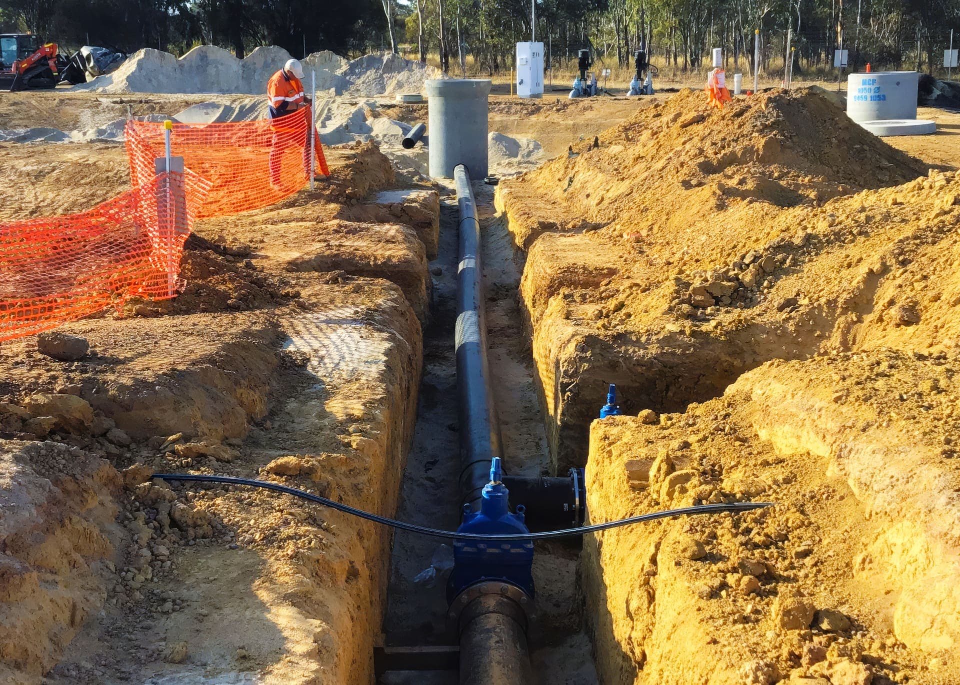 New piping installed and extended at the treatment plant