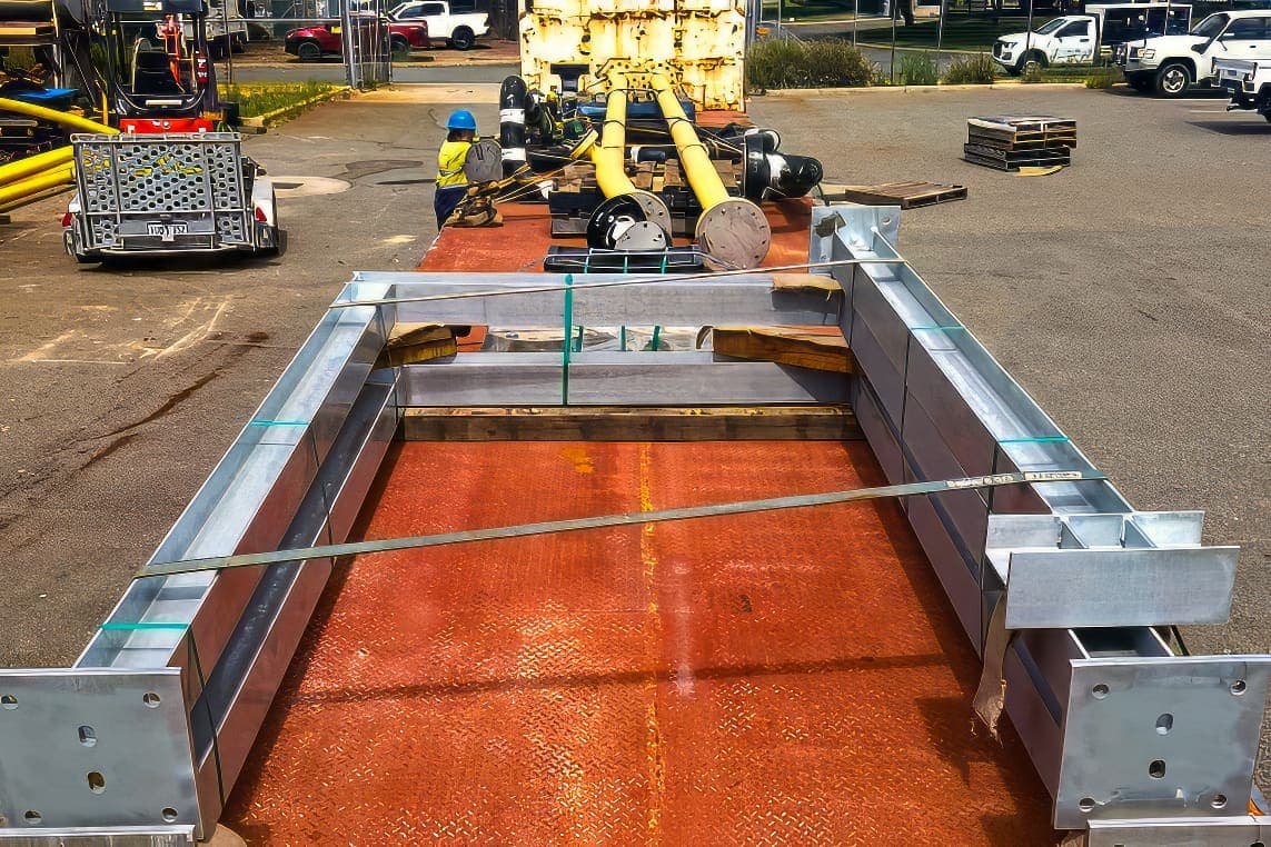 Finished painted pipe spools staged for the Beach Energy package