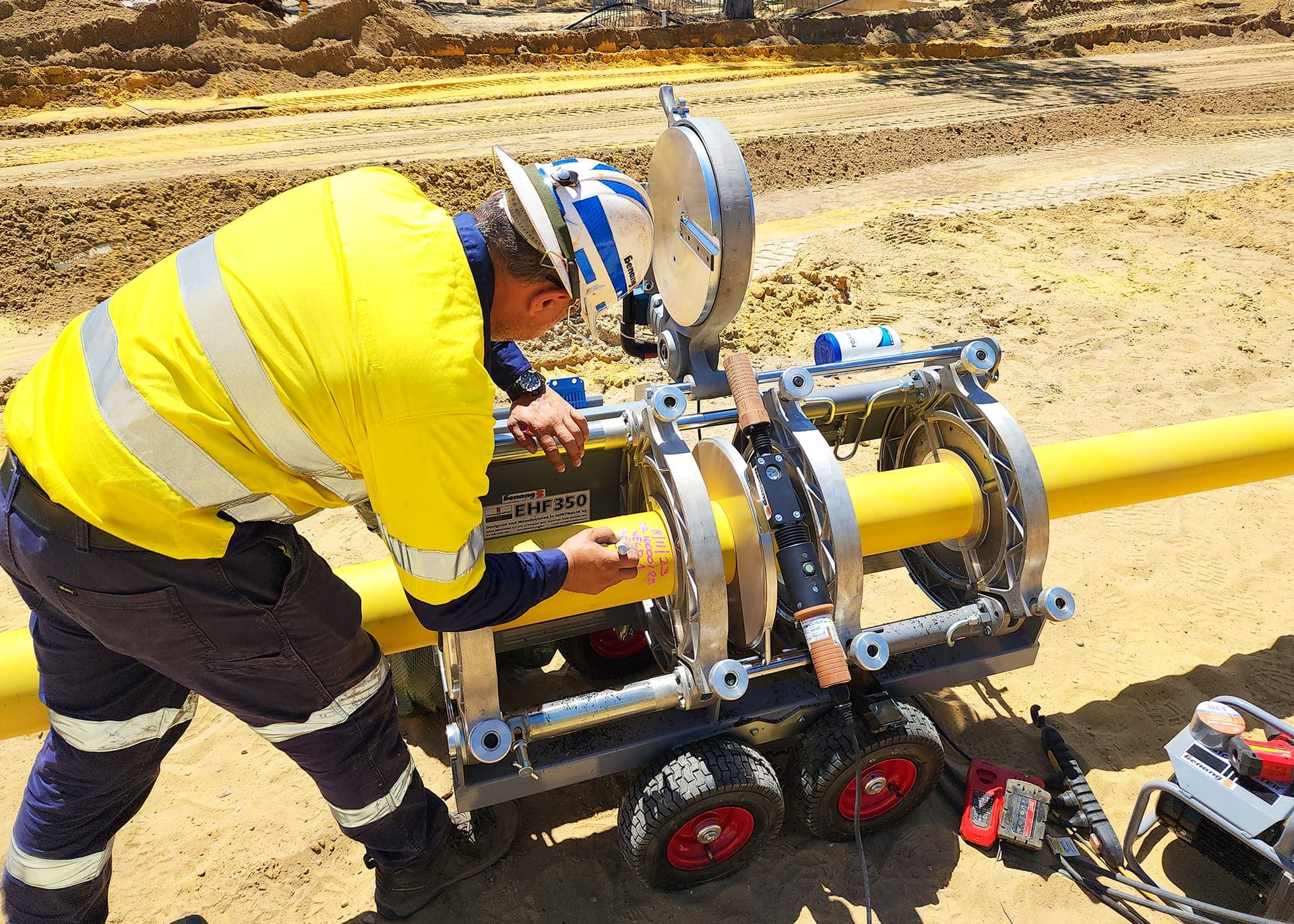 Trenching for the new gas mains near the racecourse