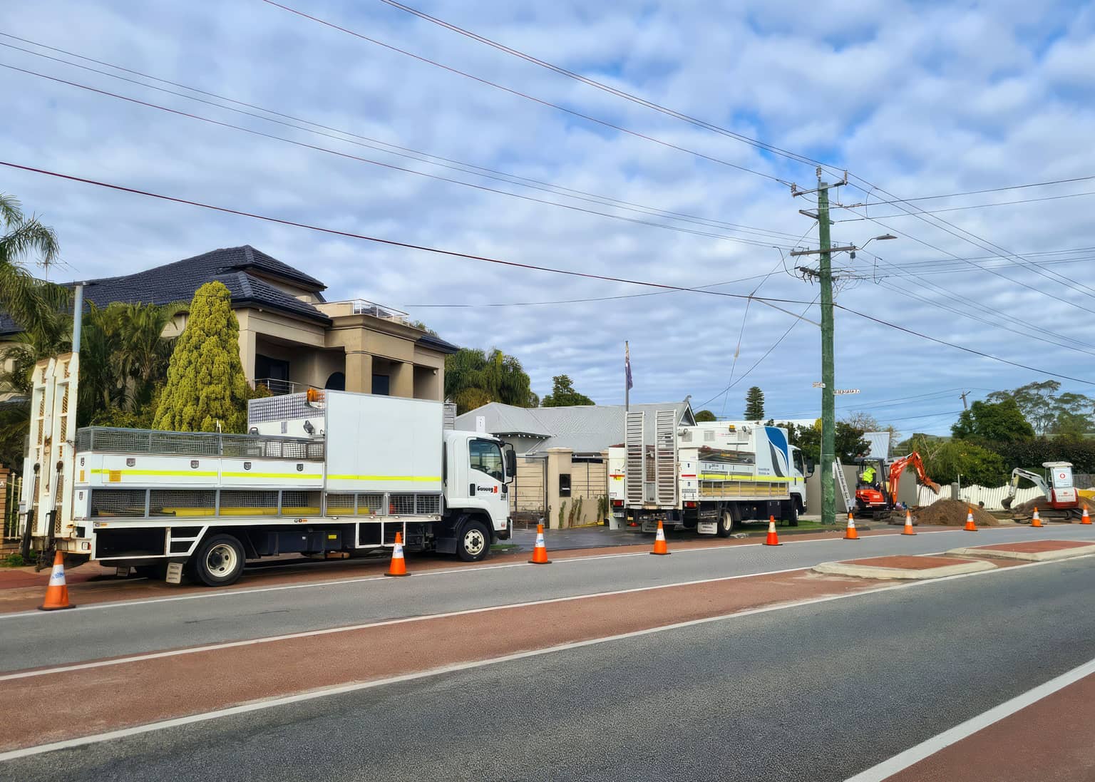 Traffic managed ATCO gas works on a Perth street