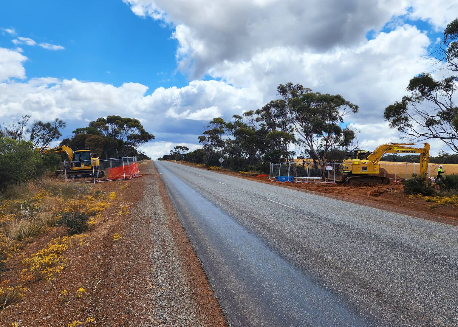 Resealed road along the completed pipe replacement alignment