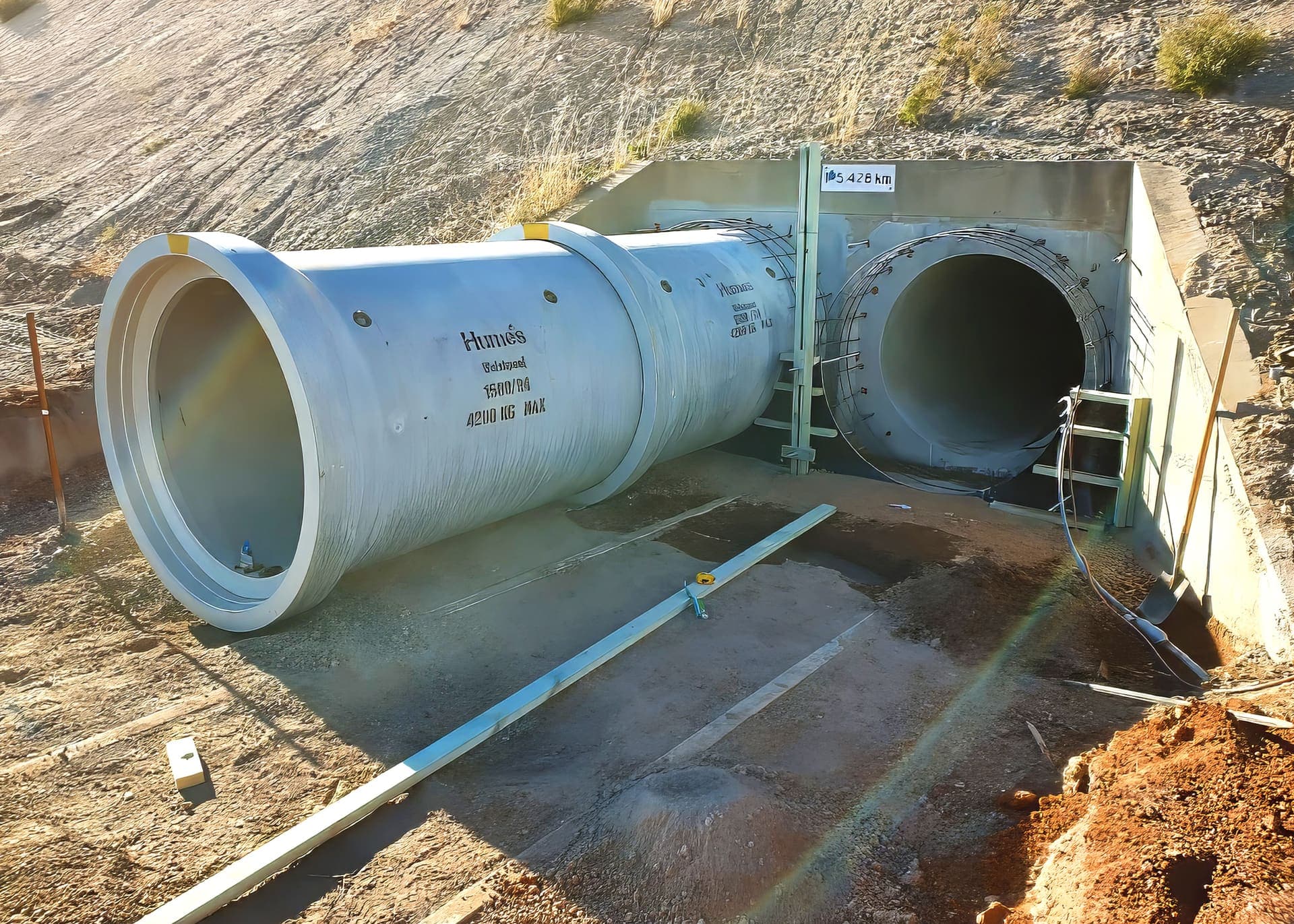 New culvert barrel joined to the existing culvert opening under the rail corridor